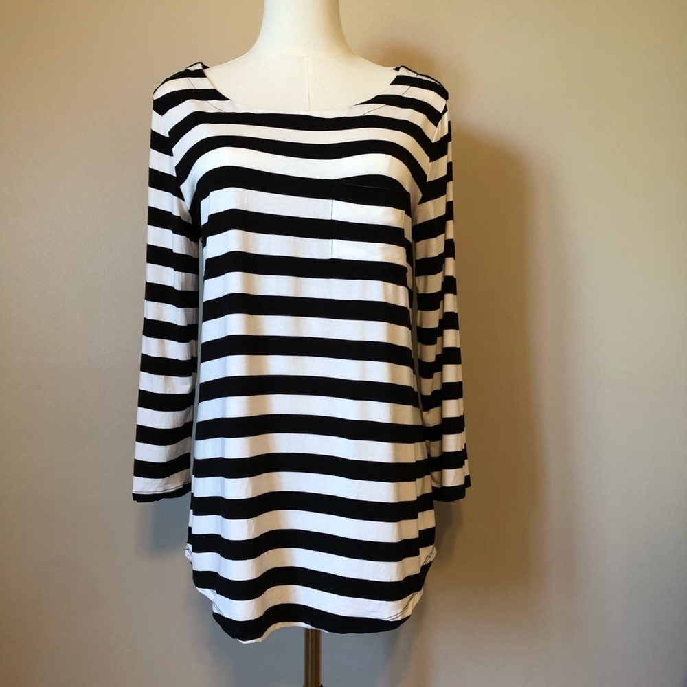 Cable & Gauge Black and White Striped Women's Top Size L
